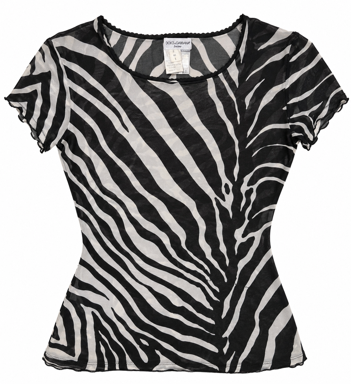 Dolce & Gabbana Intimo Zebra Print Sheer Mesh Top