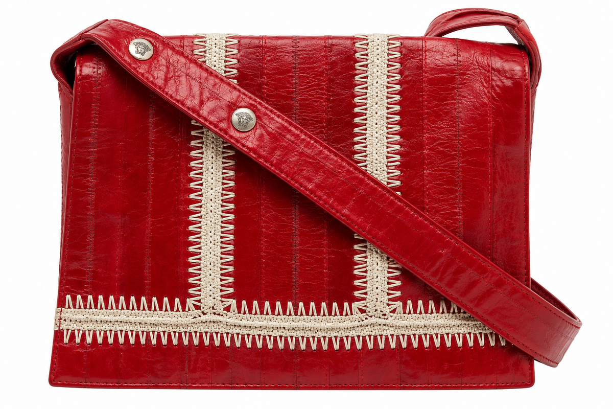 Gianni Versace c. 2000 Red Eel Skin Corset Shoulder Bag