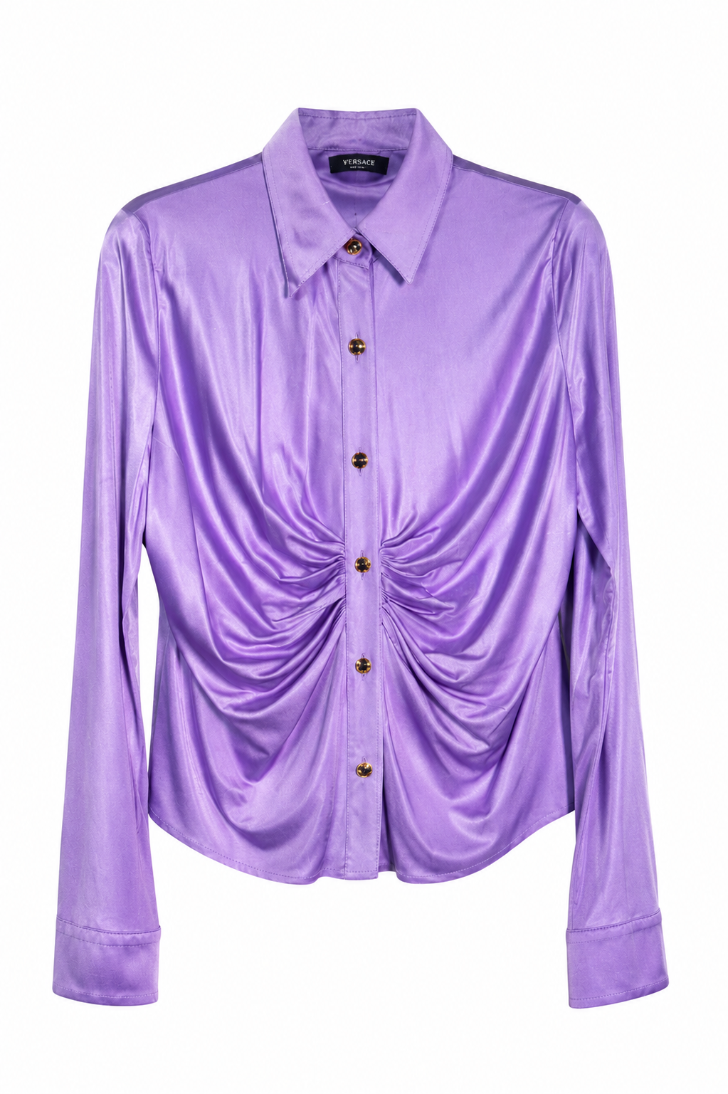 Versace Ruched Jersey Long-Sleeve Top