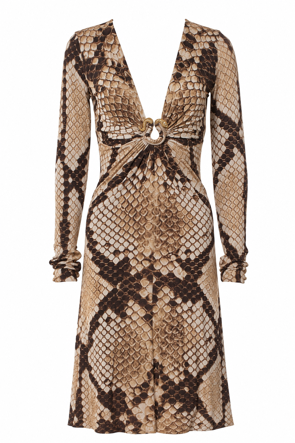 Roberto Cavalli c. 2000 Python Print Crystal-Embellished Dress
