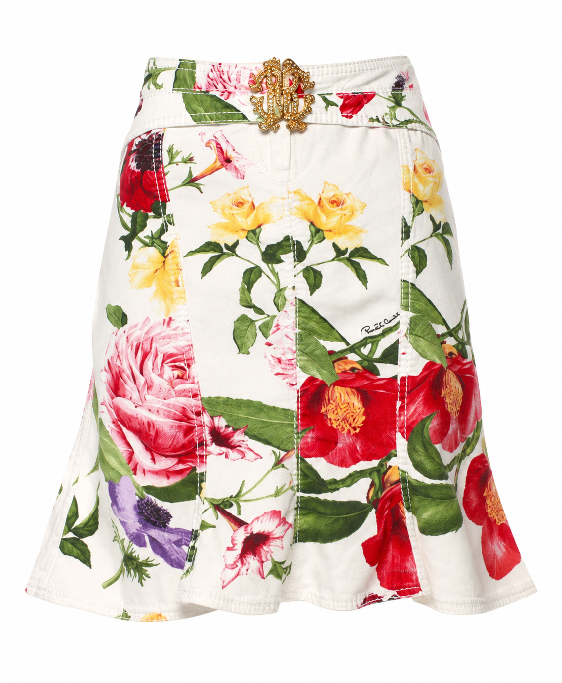 Roberto Cavalli S/S 2005 Floral Print Embellished Mini Skirt
