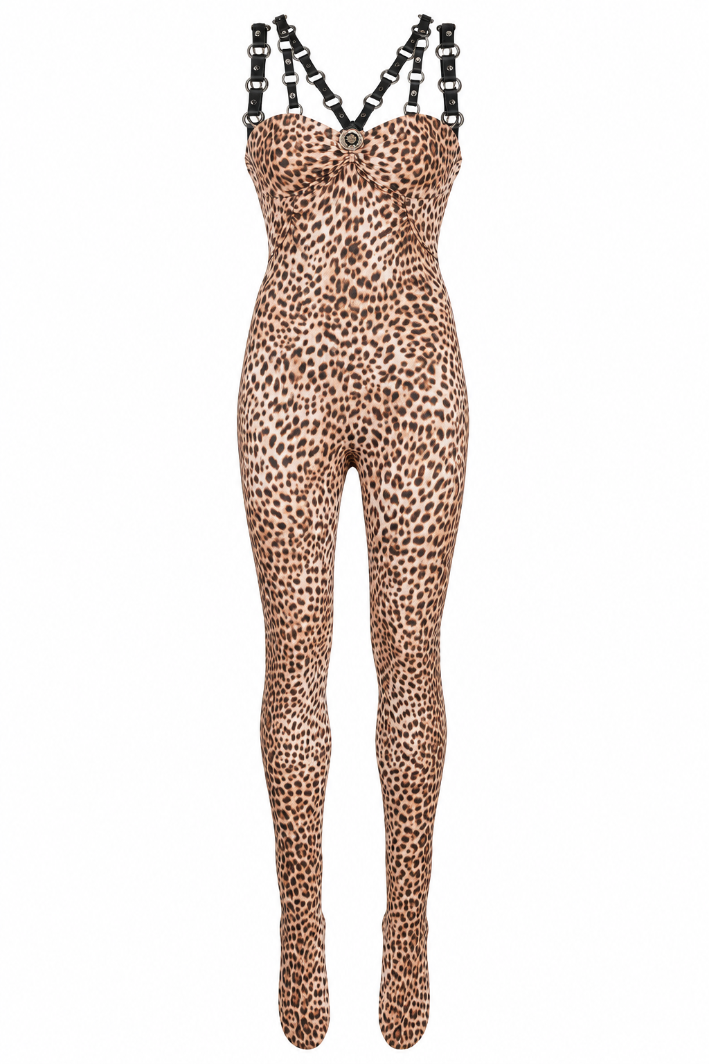 Roberto Cavalli Leopard-Print Chain Strap Catsuit