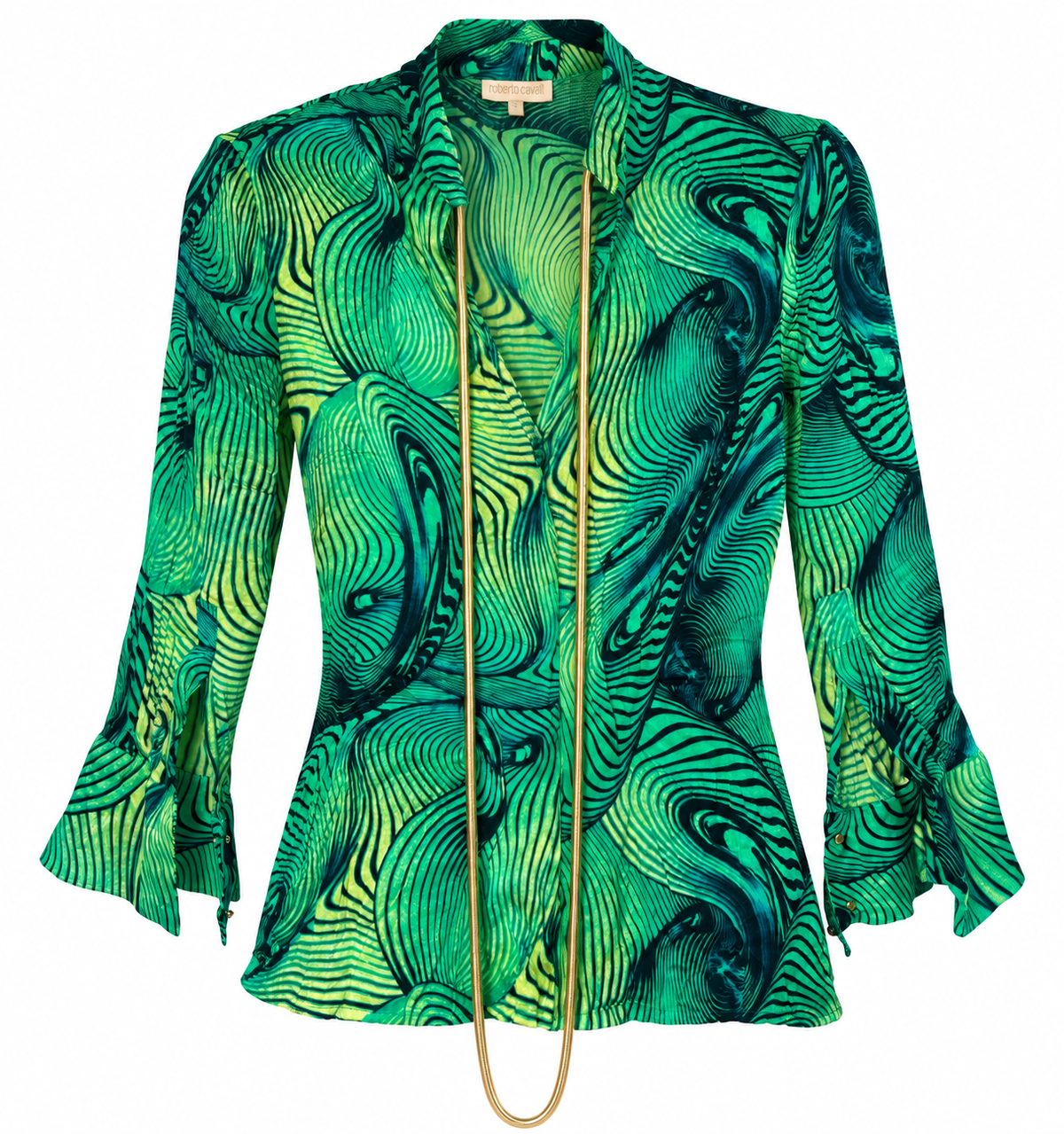 Roberto Cavalli S/S 2001 Psychedelic Print Chain-Neck Top