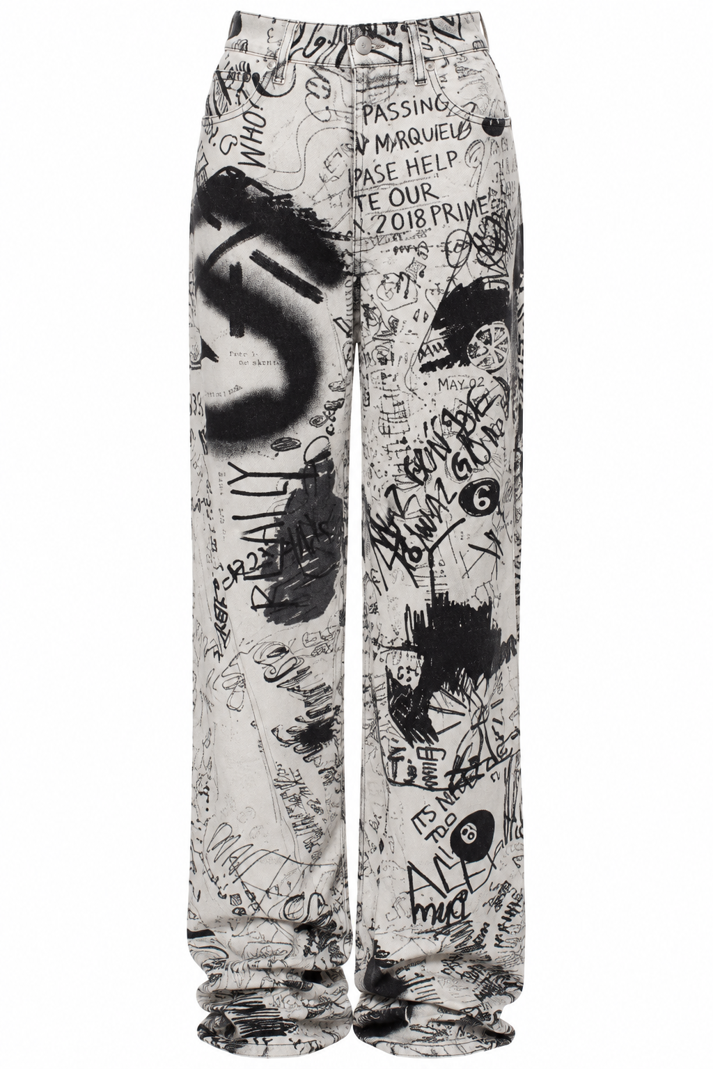 MM6 Maison Margiela Graffiti Print Wide-Leg Jeans