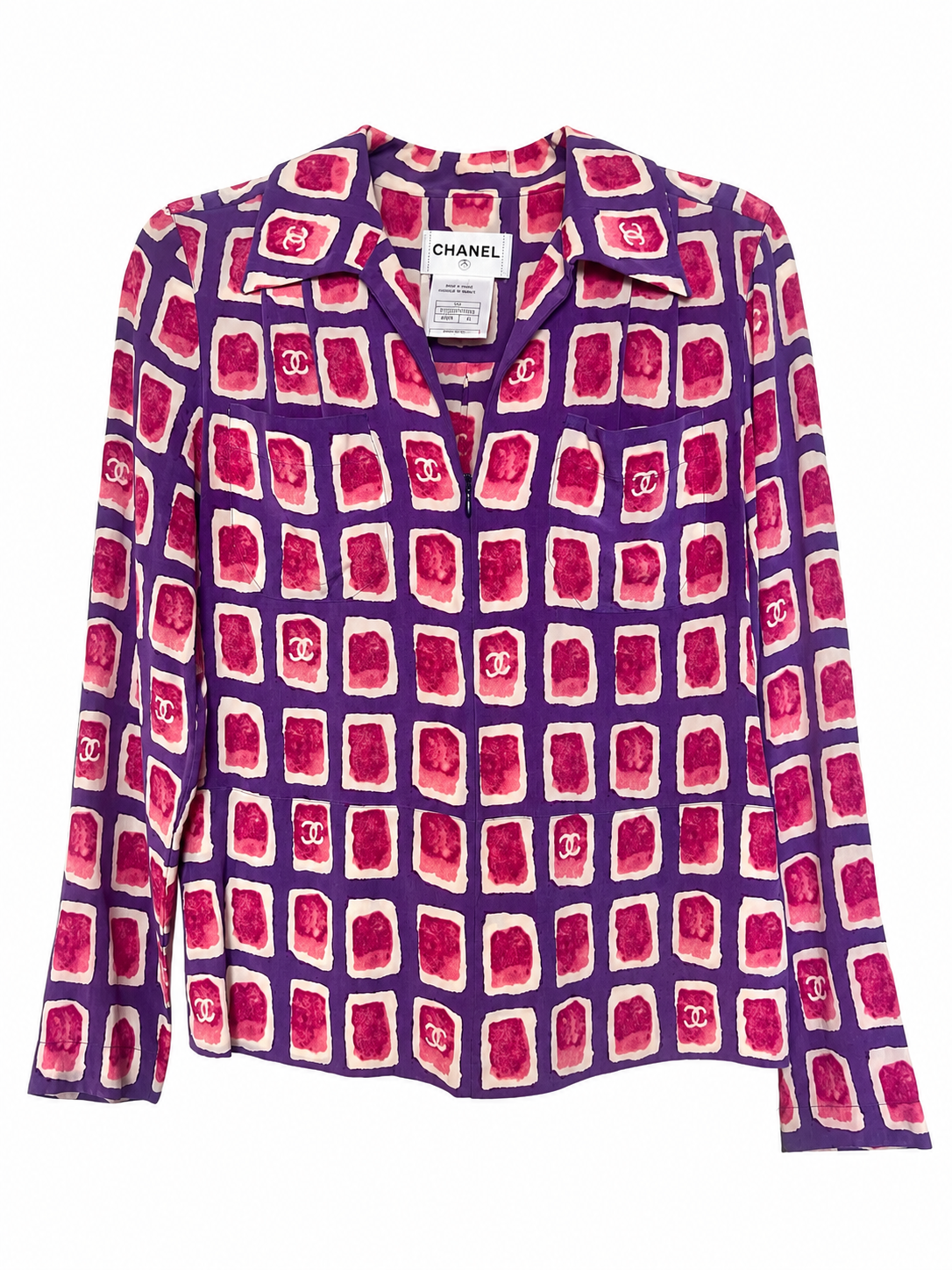 Chanel Watercolor CC Logo Silk Blouse, S/S 2001